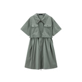 Women's UV-Protective Shirt Dress with Drawstring Waist